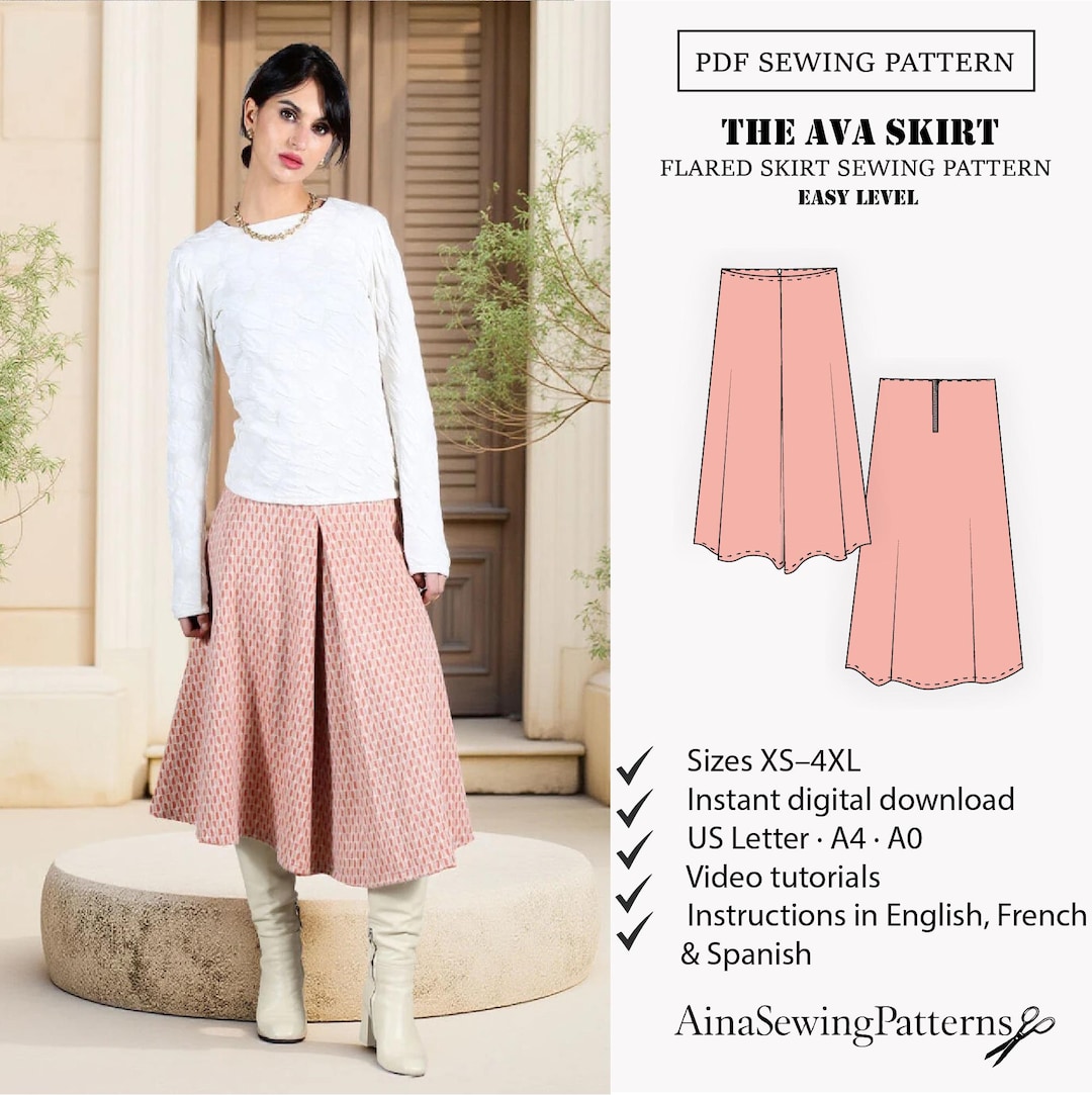 flared skirt dress pattern High Low Flared Skirt Dress Pattern Wrap Dress, Flared Skirt Women Clothing Dress Sewing Pattern Sewist