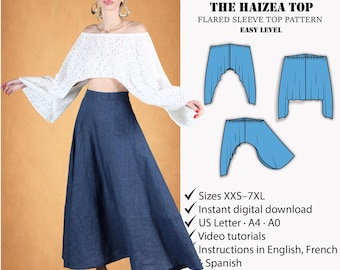 Top sewing pattern | Summer top sewing pattern | Shoulder free Top Sewing Pattern | Designer Sewing Pattern | Women PDF Sewing Pattern