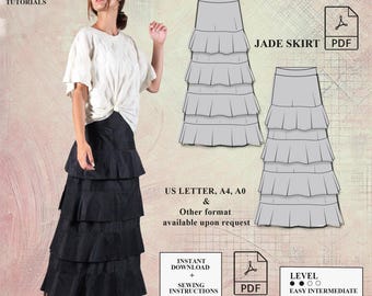 Ruffle Skirt Sewing Pattern Long Skirt Sewing Pattern Easy