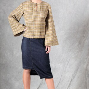 Blus med lyktaärm PDF-sömnadsmönster, nyckelhålsringning, XS-XXXL bild 6