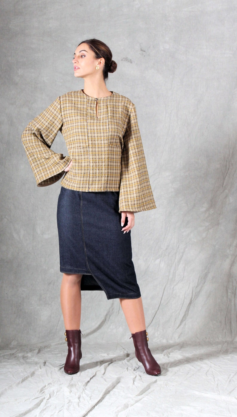 Blus med lyktaärm PDF-sömnadsmönster, nyckelhålsringning, XS-XXXL bild 6