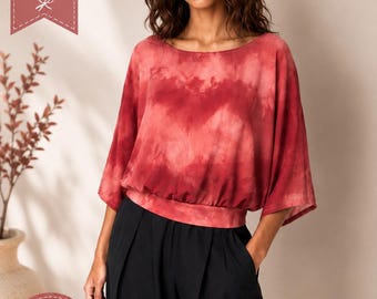 Kimono Sleeve Top Sewing Pattern PDF | Easy Blouse Pattern Women XS-4XL | Beginner Loose Fit Summer Top | Cropped or Long | Instant Download