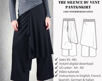 Pants sewing pattern | Pants skirt sewing pattern  | Pants with skirt overlay pattern | Modern sewing pattern | Japanese pattern
