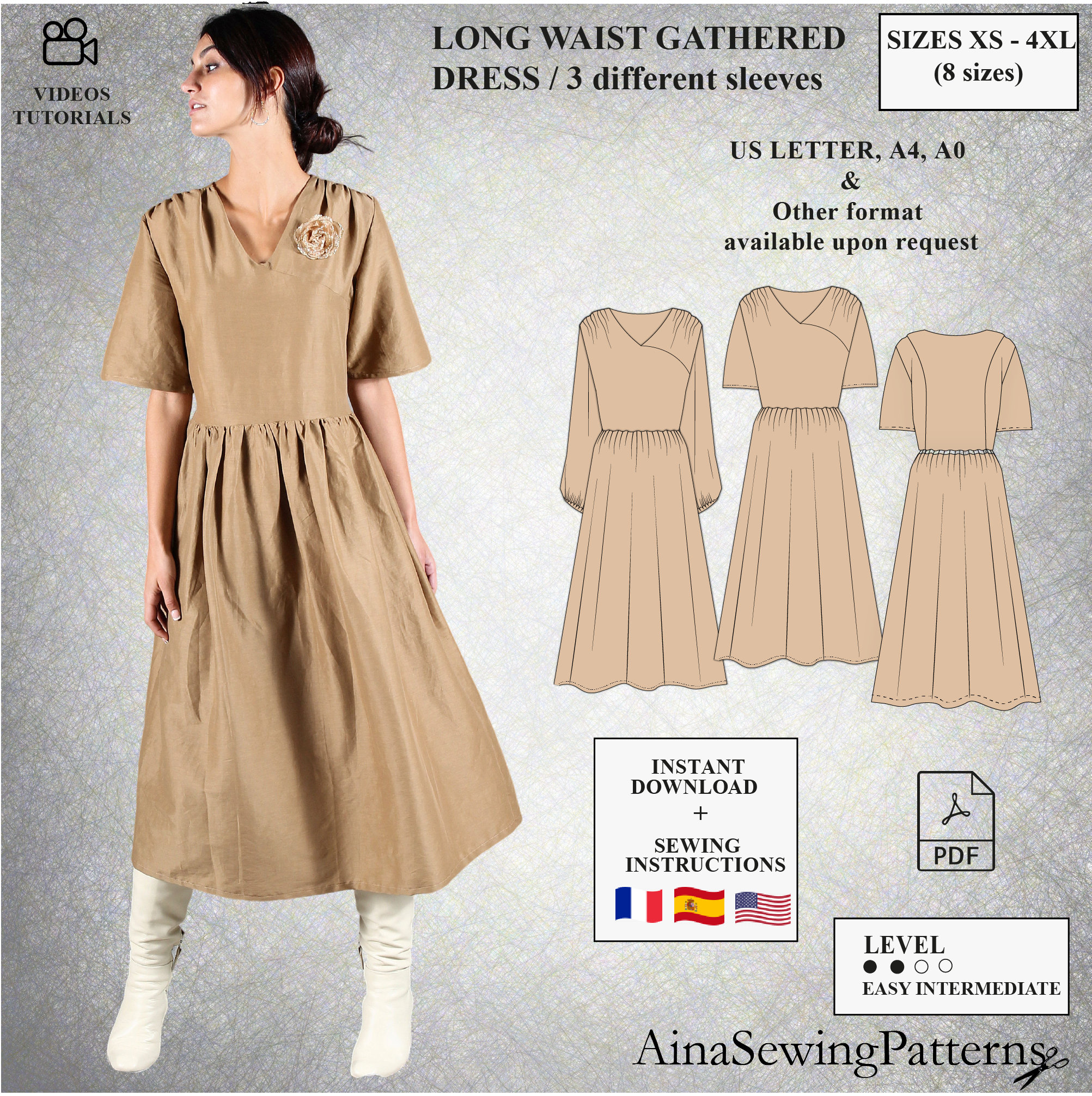 ANDRÉSD damask gather dress Heritage Floral Jacquard Shirt Bridesmaid Dress Dress With