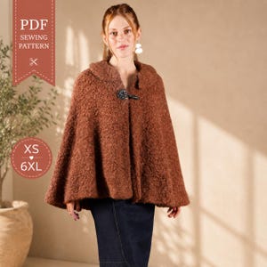 Women's cape sewing pattern | Cape coat pattern | Winter cape pattern | Round collar cape pattern | Cloak pattern for women | PDF pattern