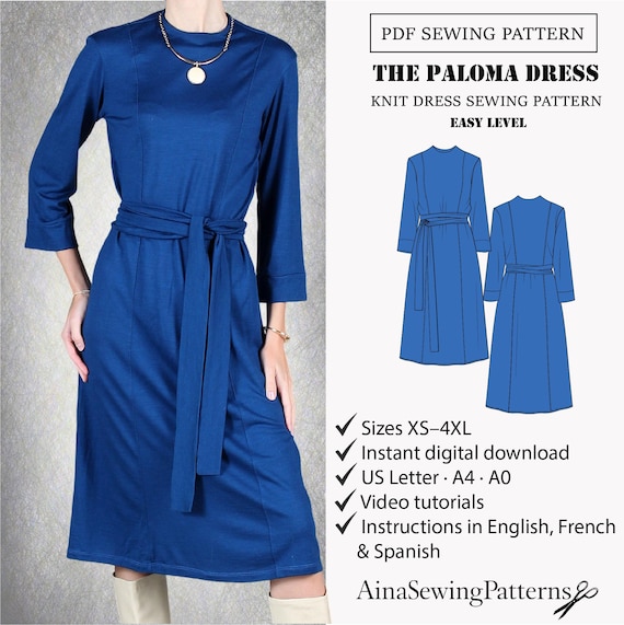 Knit Dress Sewing Pattern | Long Sleeve Dress Pattern | Princess Seam Dress Pattern | High Neck Jersey Dress Pattern | PDF Pattern - Etsy UK Knit Dress Sewing Pattern | Long Sleeve Dress Pattern | Princess Seam Dress Pattern | High Neck Jersey Dress Pattern | PDF Pattern - Etsy UK