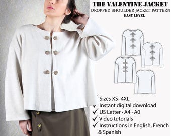 Women Jacket pattern | Winter Jacket pattern |  Modern Sewing Pattern | Summer jacket pattern | Oversized Jacket pattern | PDF pattern