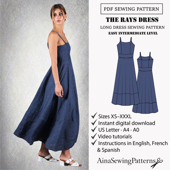 Summer Dress Pattern PDF | Fitted Dress Pattern | Flared Dress Pattern | Women Sewing Pattern XS-XXXL - Etsy Summer Dress Pattern PDF | Fitted Dress Pattern | Flared Dress Pattern | Women Sewing Pattern XS-XXXL - Etsy