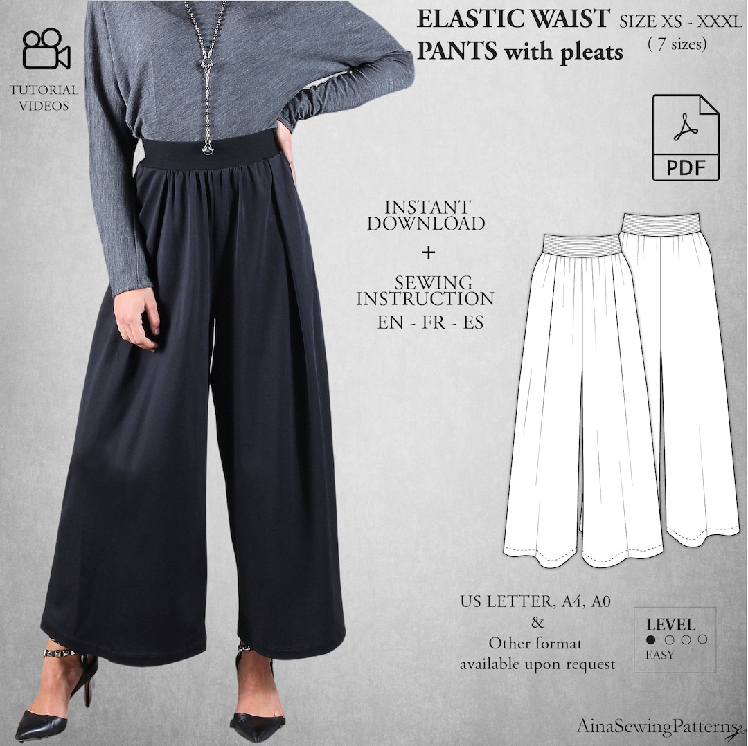 Women Pants Sewing Pattern Elastic Waist Pants Pattern Etsy