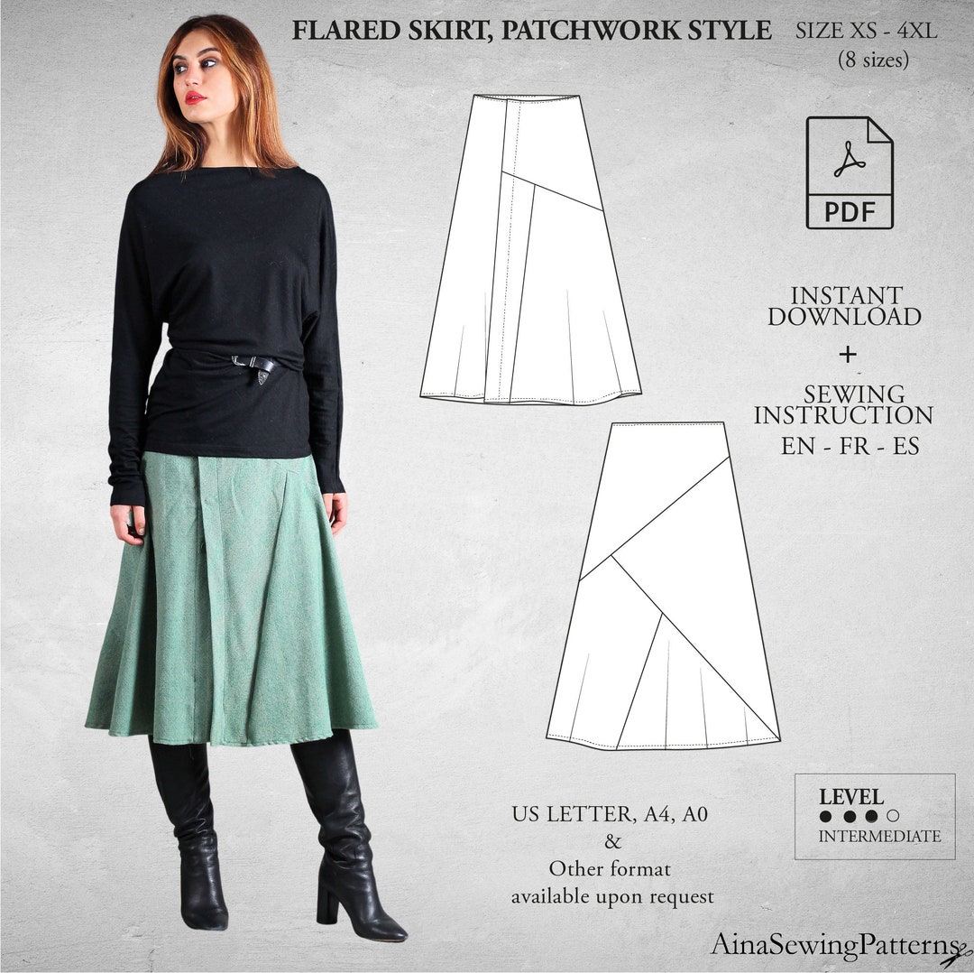 Midi Skirt Sewing Pattern Winter Skirt Sewing Pattern Etsy