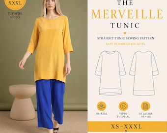 Straight Tunic Sewing Pattern | Casual Tunic Sewing Pattern | Relaxed Fit Tunic Pattern | Women’s PDF Tunic Sewing Pattern | PDF Pattern