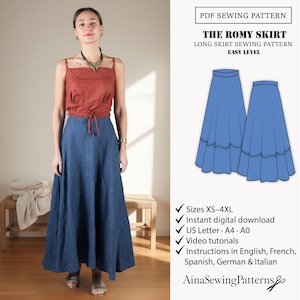 Cartamodello Gonna Lunga PDF | Gonna Maxi Svasata | Cartamodello Gonna Donna | Cartamodello Facile | XS-4XL