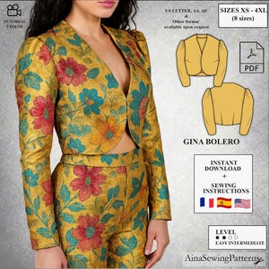 Women jacket pattern | Bolero sewing pattern | Short jacket sewing pattern | Printable pattern | Modern pattern | Women PDF Sewing Pattern