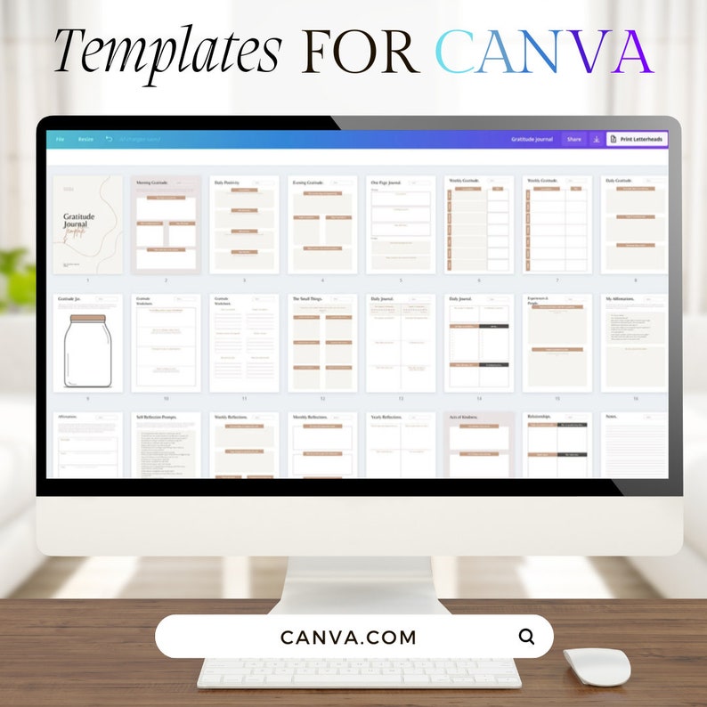 Printable Digital Gratitude Journal Templates Editable on Etsy