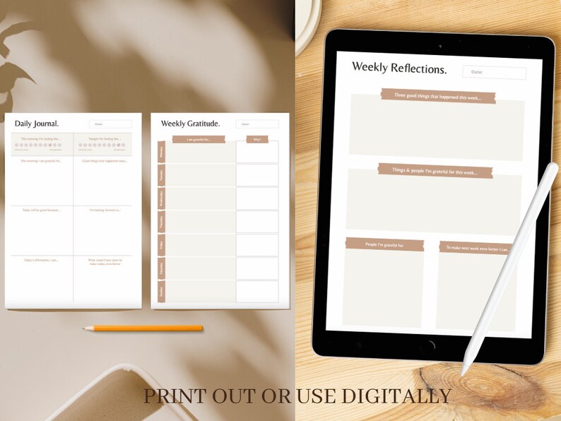 Printable Digital Gratitude Journal Templates Editable on Etsy