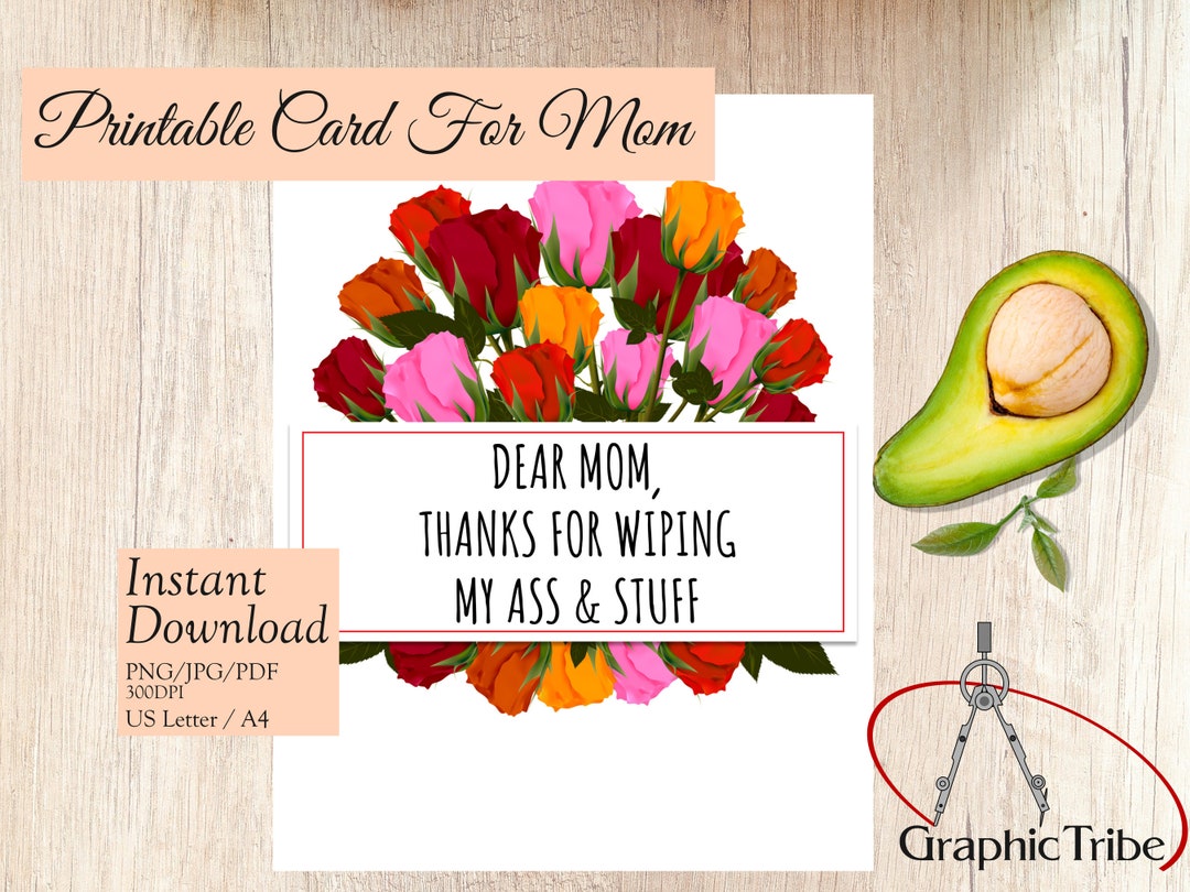 Funny Printable Birthday Card for Mother PNG/JPG/PDF Instant Digital ...
