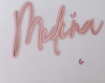 Personalized Acrylic Name Sign, Double Layer Kids Room Decor