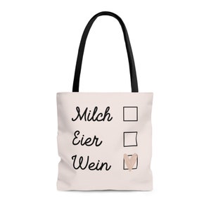 Tragetasche mit Einkaufsliste für Wein, tolle Geschenkidee für Mütter oder JGA, perfekte Tasche für Brautpartys und Abschiedsgeschenke