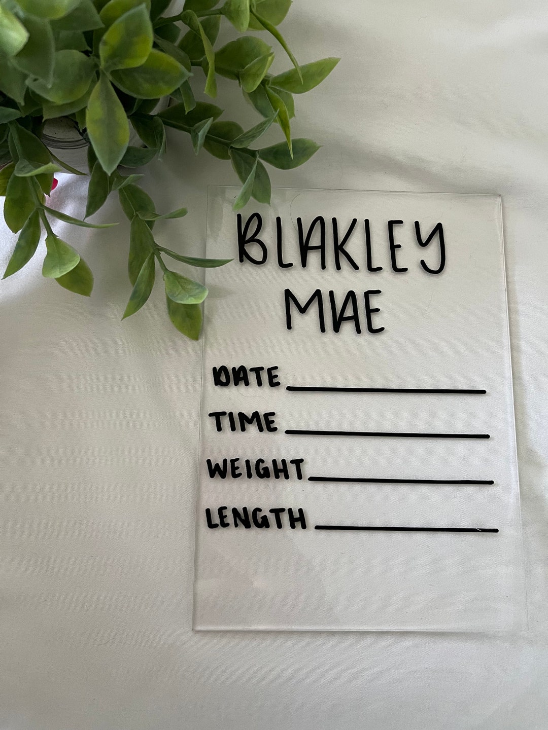 Baby Announcement Sign || Birth Stats || Handwritten Acrylic ...