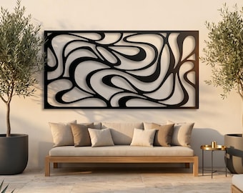 Oversized Abstract Outdoor Metal Wall Art, Modern Poolside Patio Decor, Contemporary Luxury Wall Art, Homeowners Gifts, Living Room Wall Art
