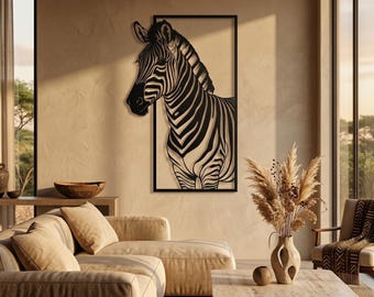 Zebra Metal Wall Art, Safari Home Decor Gift, Abstract Wild Life Hanging, Natural Life Wild Animal Metal Wall Art, Housewarming Gift