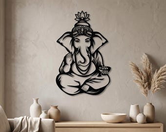 Ganesha Metal Wall Art, Spiritual Wall Decor, Ganesha Wall Decor, Lord Ganesh Metal Wall Decor, Meditation Room Wall Art, Ganapati Elephant