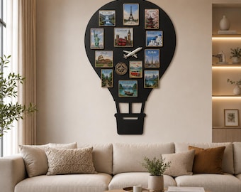 Custom Balloon Travel Memory Magnet Board,Travel Silhouette Magnet Board,Metal Travel Magnet Art