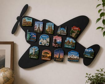 World Travel Magnet Display Board, Travel Souvenir Showcase,Travel Magnetic Picture Board