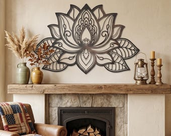 3D Large Metal Lotus Flower Mandala Wall Art, Metal Wall Decor, Living Room Wall Art, Bedroom Wall Decor, Wall Hangings, Spiritual Wall Art