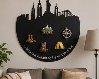 Custom Travel Memory Magnet Board,Travel Silhouette Magnet Board,Metal Travel Magnet Art