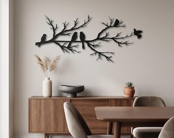 Metal Wall Art, Birds on a Branch Metal Wall Decor, Bird Lovers Gift, Metal Garden Art, Metal Tree Art, Outdoor Home Decor, Birds Sculpture
