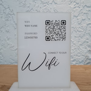Wifi QR Scannable Code Acrylic Plaque | Pub | Hotel |Restaurant | Office | Cafe Shop | Internet | Home | QR Code Scanner | New Home Decor