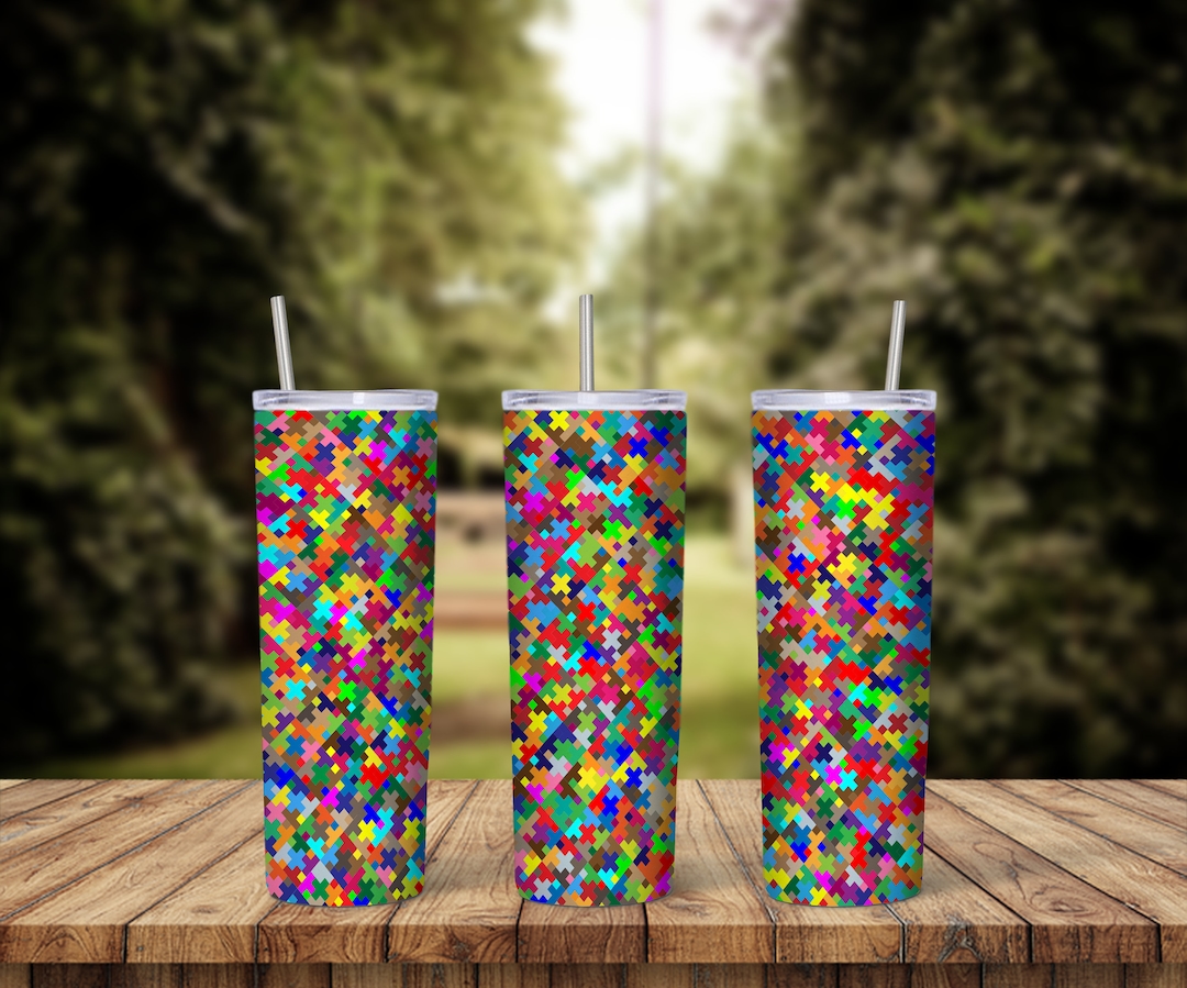 Puzzle Tumbler Design, 20 Oz Skinny Tumbler Design, Sublimation Image, Tumbler Wrap, Puzzle Cup
