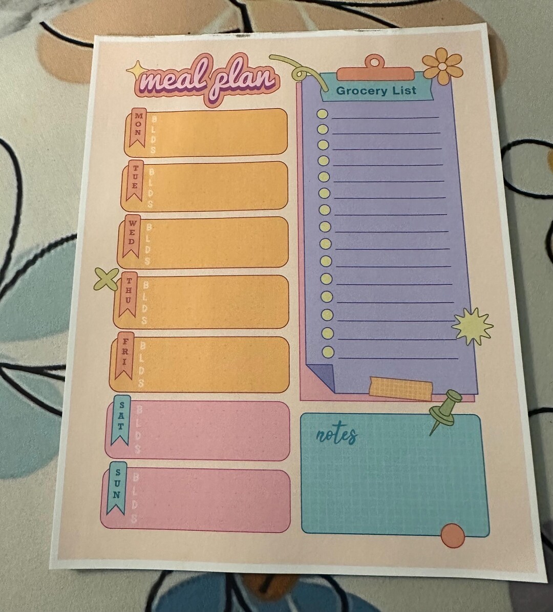 Meal Plan/gricery List Notepad - Etsy