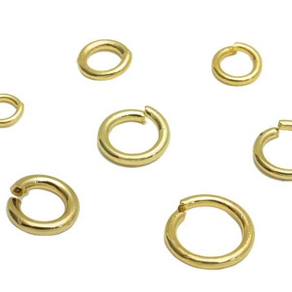 Gold Jump Rings , Brass Open Jumprings , Circle Ring Connector , Barss Ring Connector , Gold Round Links 18K Gold Plated Brass Circles , DIY