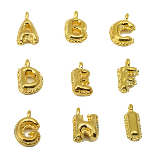 Gold Alphabet Charms , Brass Letters Pendant , Cubic Zircon Alphabet Earring Charms ,CZ Letters Earring With Loop ,18K Real Gold Plating DIY