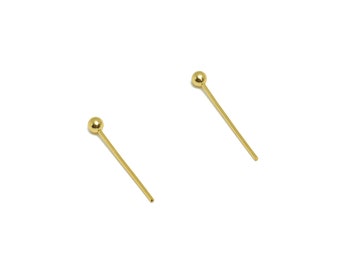 Perni con testa a sfera, Perni in oro da 1,8 mm, Perni con testa a sfera minuscoli in ottone, Perni con testa in oro lucido 18K, Perni con testa a sfera placcatura in oro reale 18K DIY GD9769