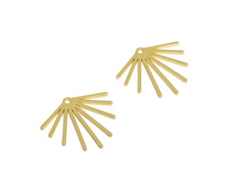 Gold Fringe Earring Charms, Bar Tassel Earring Charms, Brass Strip Fringe Pendant With Loop for Necklace, 18K Real Gold Plated DIY GD10312