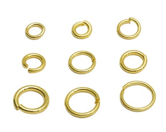 Gold Jump Rings , Brass Open Jumprings , Circle Ring Connector , Barss Ring Connector , Gold Round Links 18K Gold Plated Brass Circles , DIY