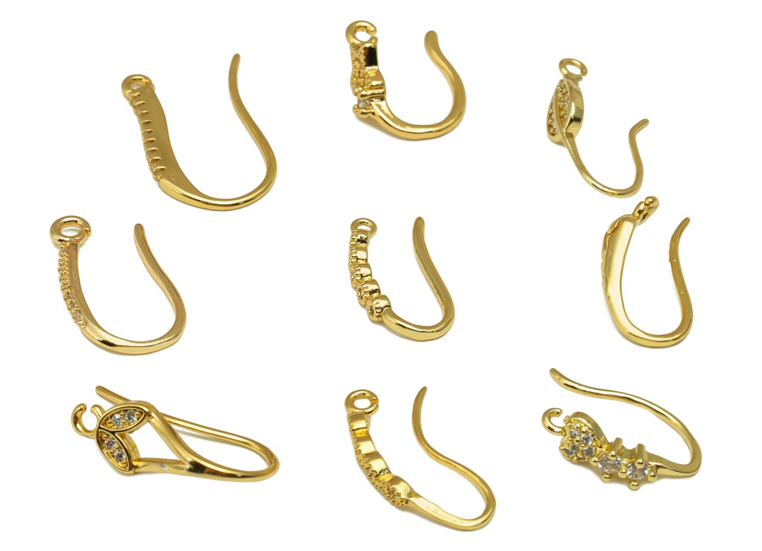 Gold Earring Hooks Brass Zigzag Earring Wires Gold Flower - Etsy