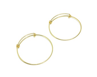 Adjustable Hoop Bracelet, Brass Adjustable Circle Hoop Bracelet, Gold Round Wire Bracelet, Adjustable Bracelet, 18K Real Gold Plated GD8920