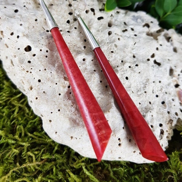Earrings 925 silver with coral