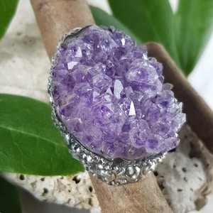 Ring 925 silver with amethyst crystal
