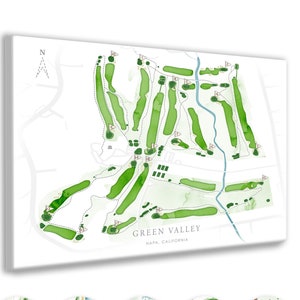 Green Valley Golf Course Map, California Golfer Gift Retirement Personalized Print, Canvas, Golfing Family Gift Idea, Retiring Boss Golf Map