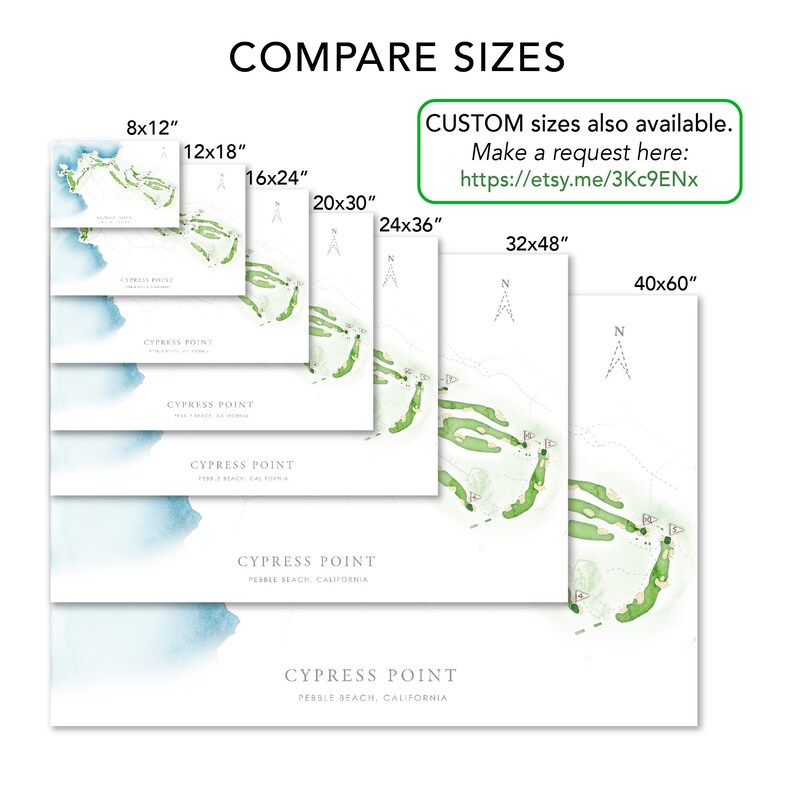 Cypress Point Golf Course Map, Watercolor Style Golf Layout of Course ...