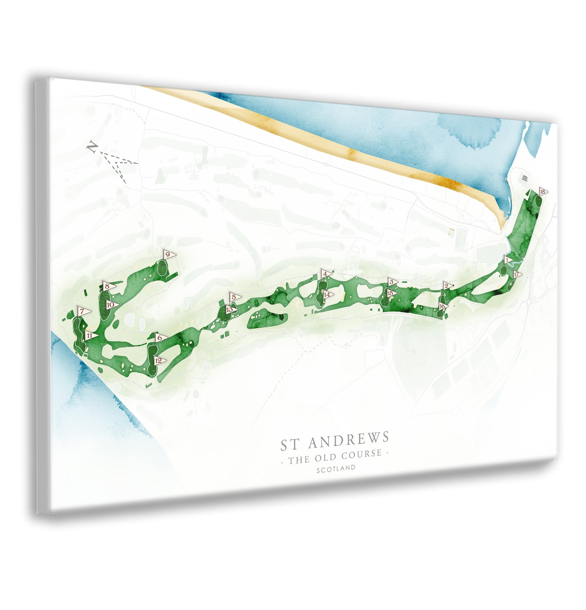 St Andrews Golf Course Map, Scotland Golf Club Layout Print or Canvas ...