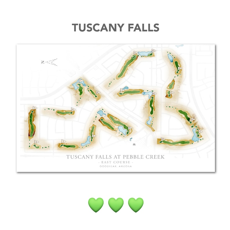 Tuscany Falls Golf Course Map, Pebble Creek, Good Year AZ Golf Course