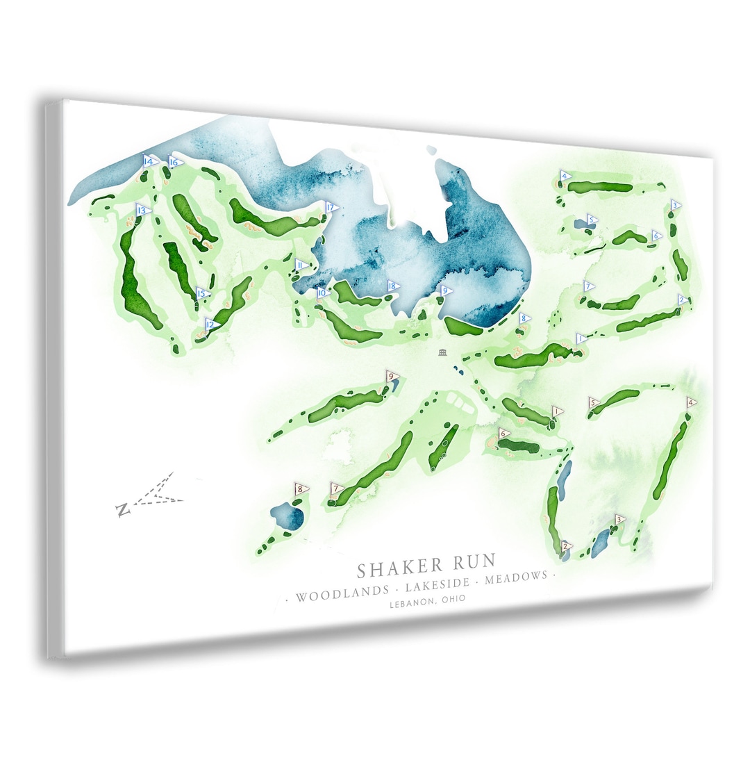 Shaker Run Golf Course Map Woodlands Lakeside Meadows Course Etsy