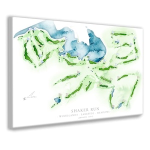 Shaker Run Golf Course Map, Woodlands, Lakeside Meadows Course Layout, Lebanon OH Golf Print, Mom and Dad Golfer Print Gift for Anniversary