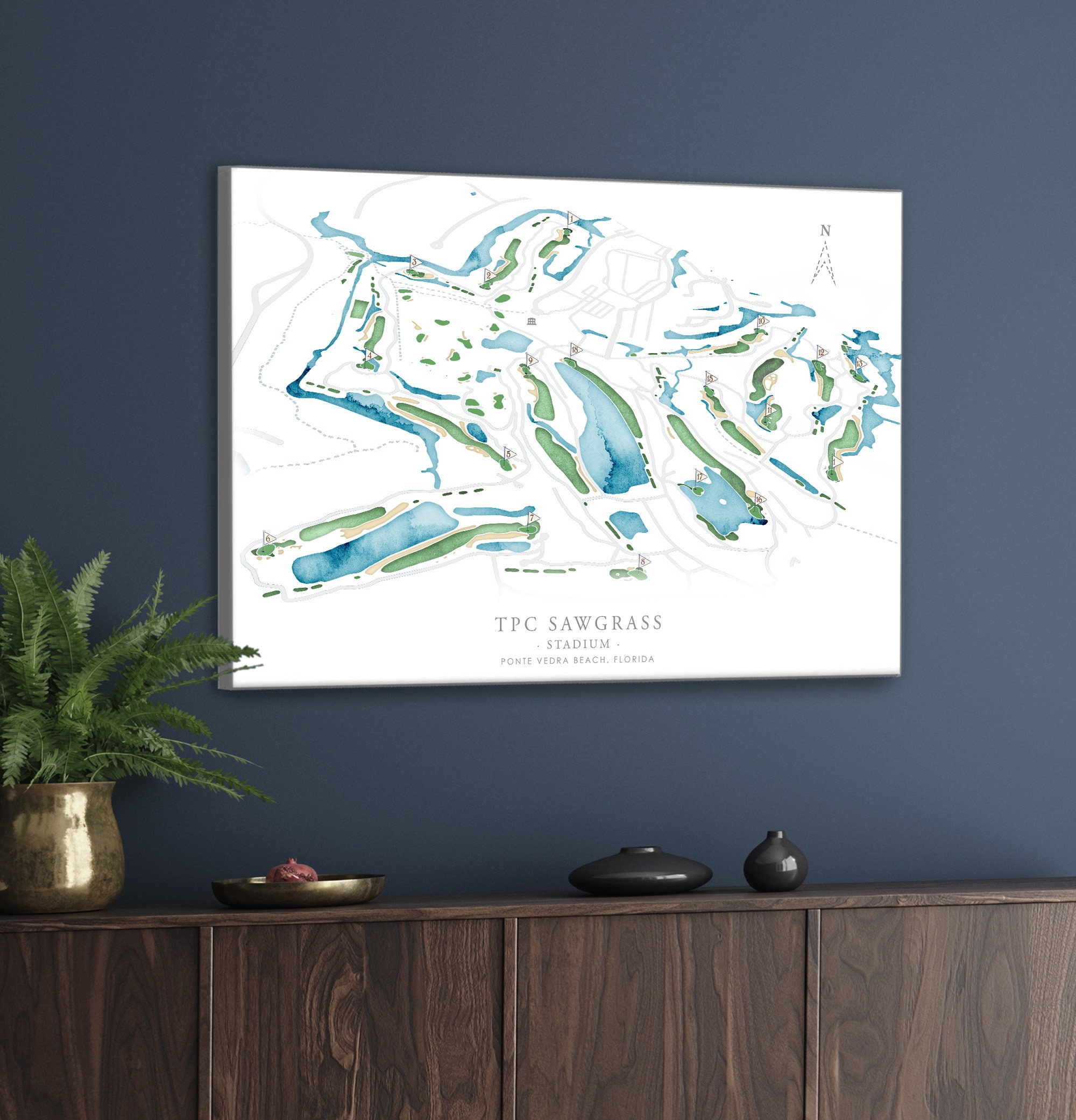TPC Sawgrass Course Map STADIUM Course Layout Florida Golf Gift